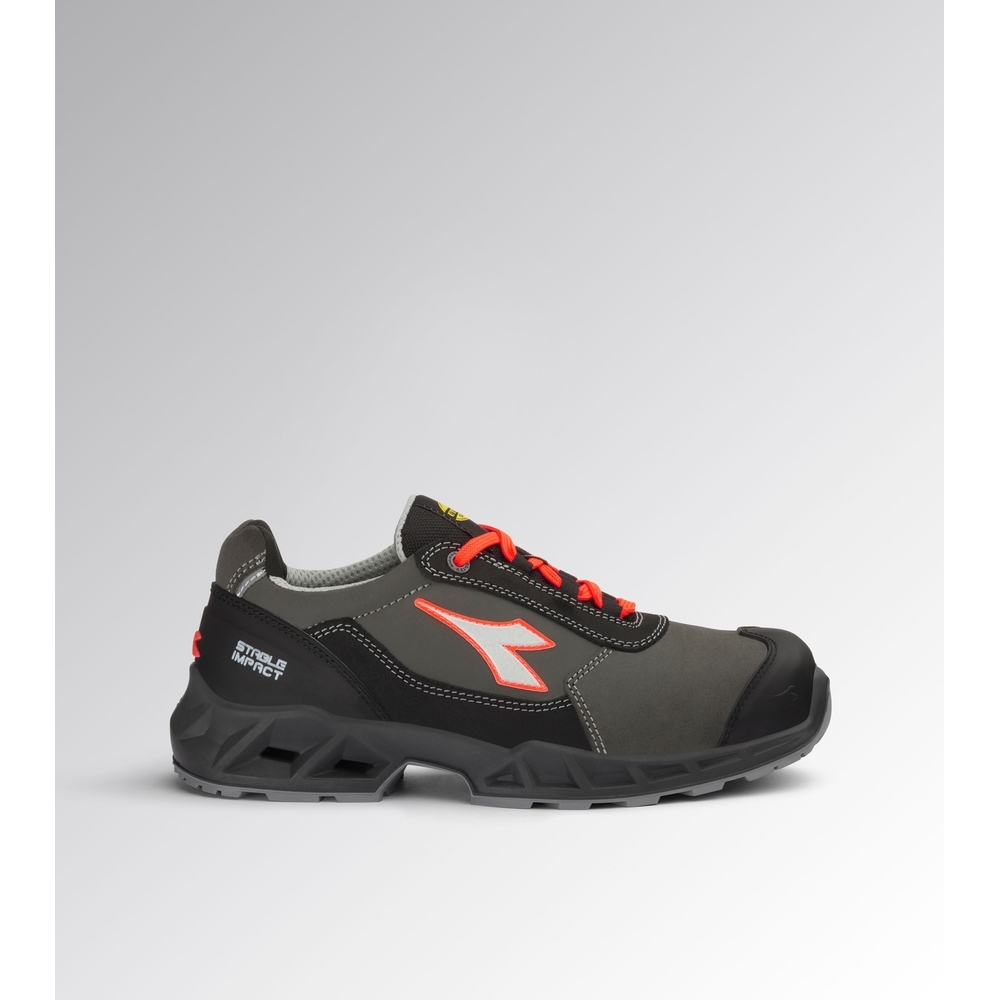 Chaussures de sécurité basses noires/rouges fluo SHARK STABLE IMPACT LEATHER LOW S3S FO SR SC ESD - Diadora - 181161C4115