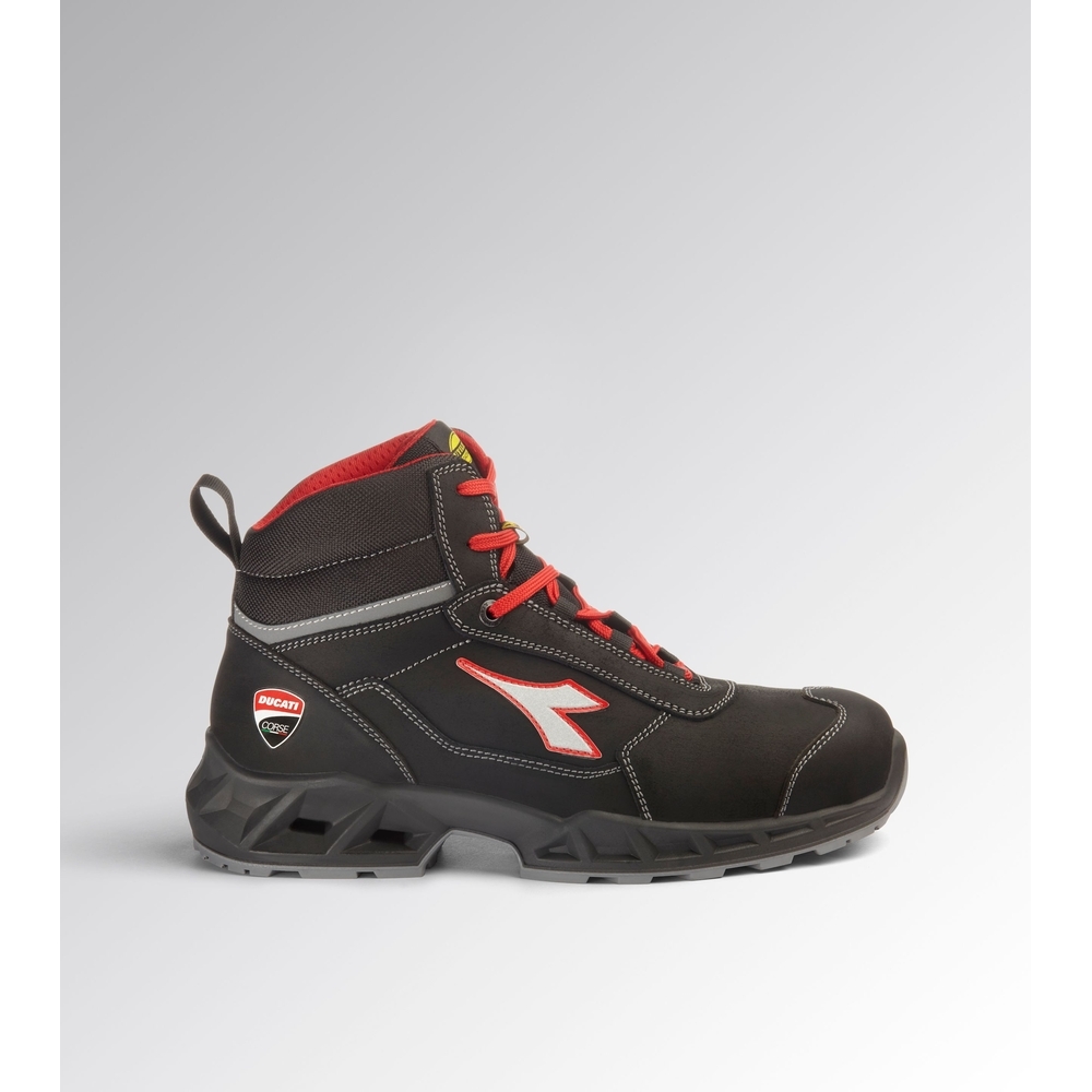 Chaussures de securité montantes noires/rouges Utility x Ducati Corse SHARK ENGINE MID S3S FO SR ESD - Diadora - 181227C1462
