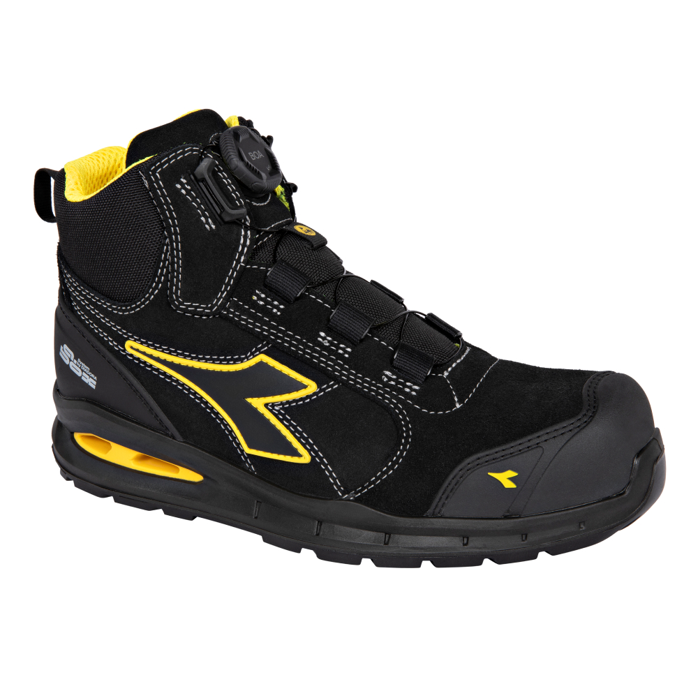 Chaussures de sécurité hautes RUN A.BOX MSTR BOA MID S3S FO SR SC ESD noires DIADORA - 