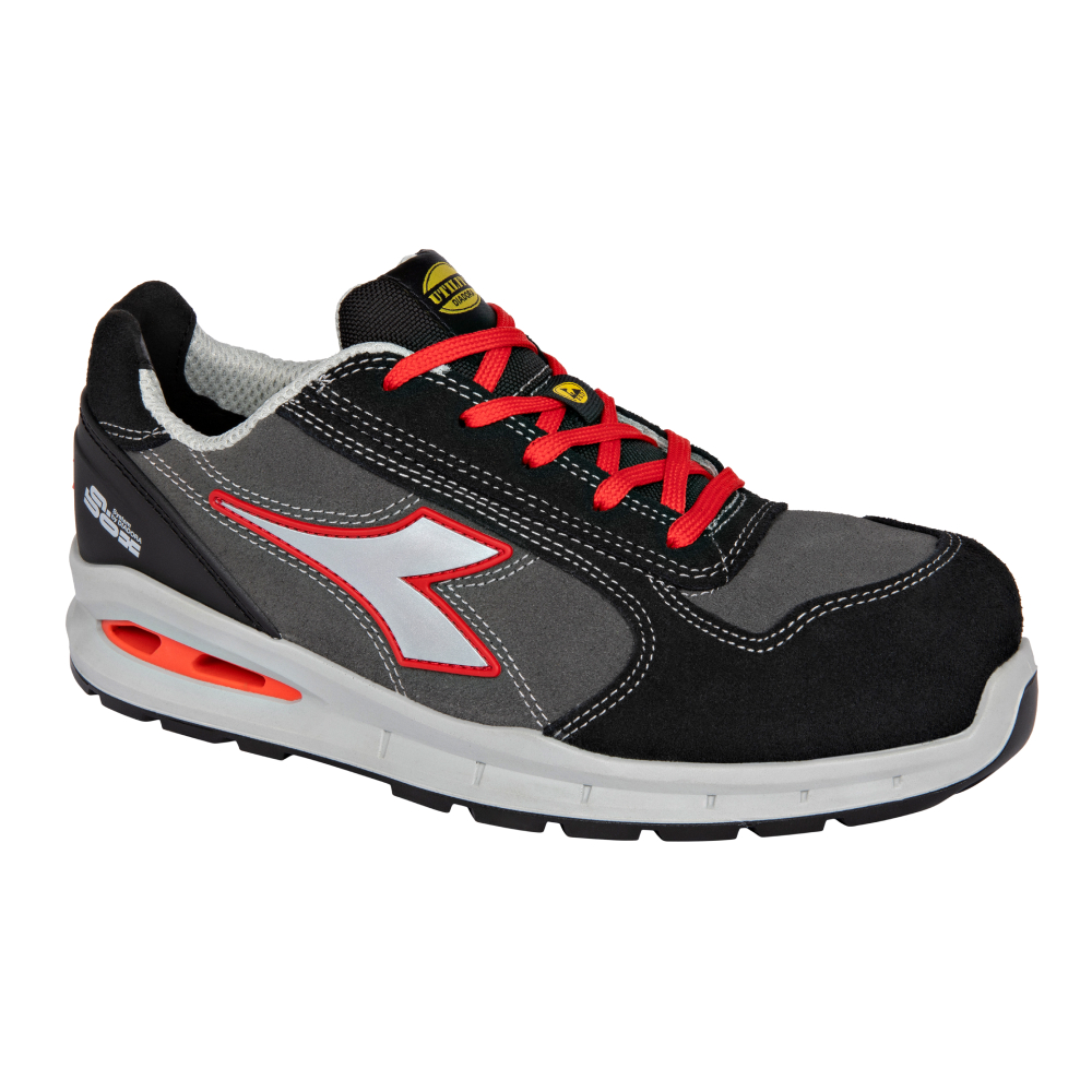 Chaussures de sécurité basses RUN A.BOX LOW S3S FO SR ESD grises/rouges DIADORA - 182528 C9034
