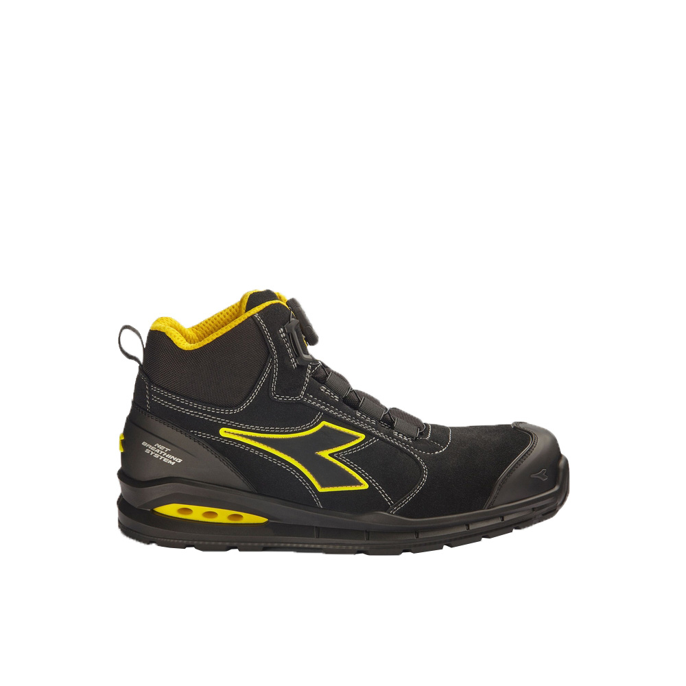 Chaussures de sécurité semi-montantes noires RUN NET AIRBOX MASTER BOA MID S3S FO SR SC ESD - Diadora - 182533C0200