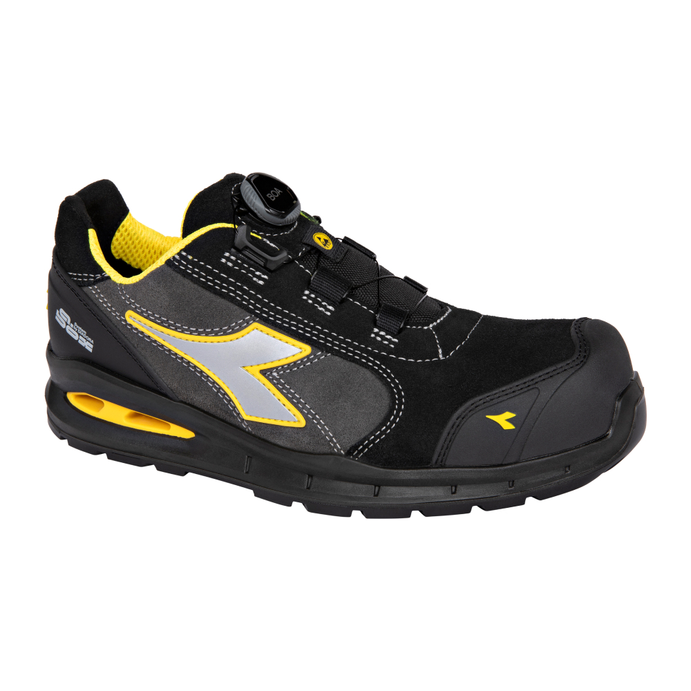 Chaussures de sécurité basses RUN A.BOX MSTR BOA LOW S3S FO SR SC ESD grises/noires DIADORA - 183066 C8508