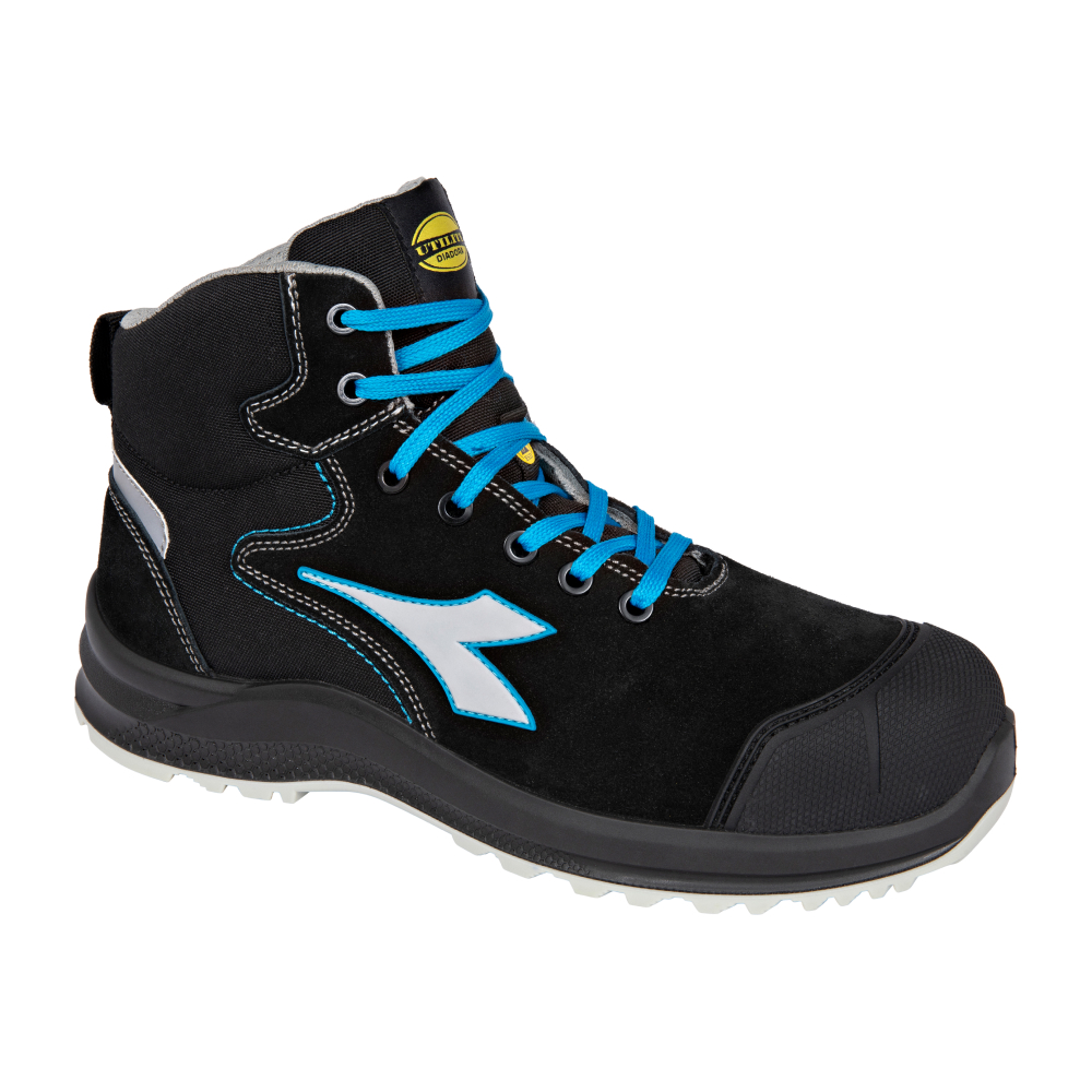 Chaussures de sécurité hautes THUNDER MID S3S FO SR SC ESD noires/bleues DIADORA - 183513 C8232
