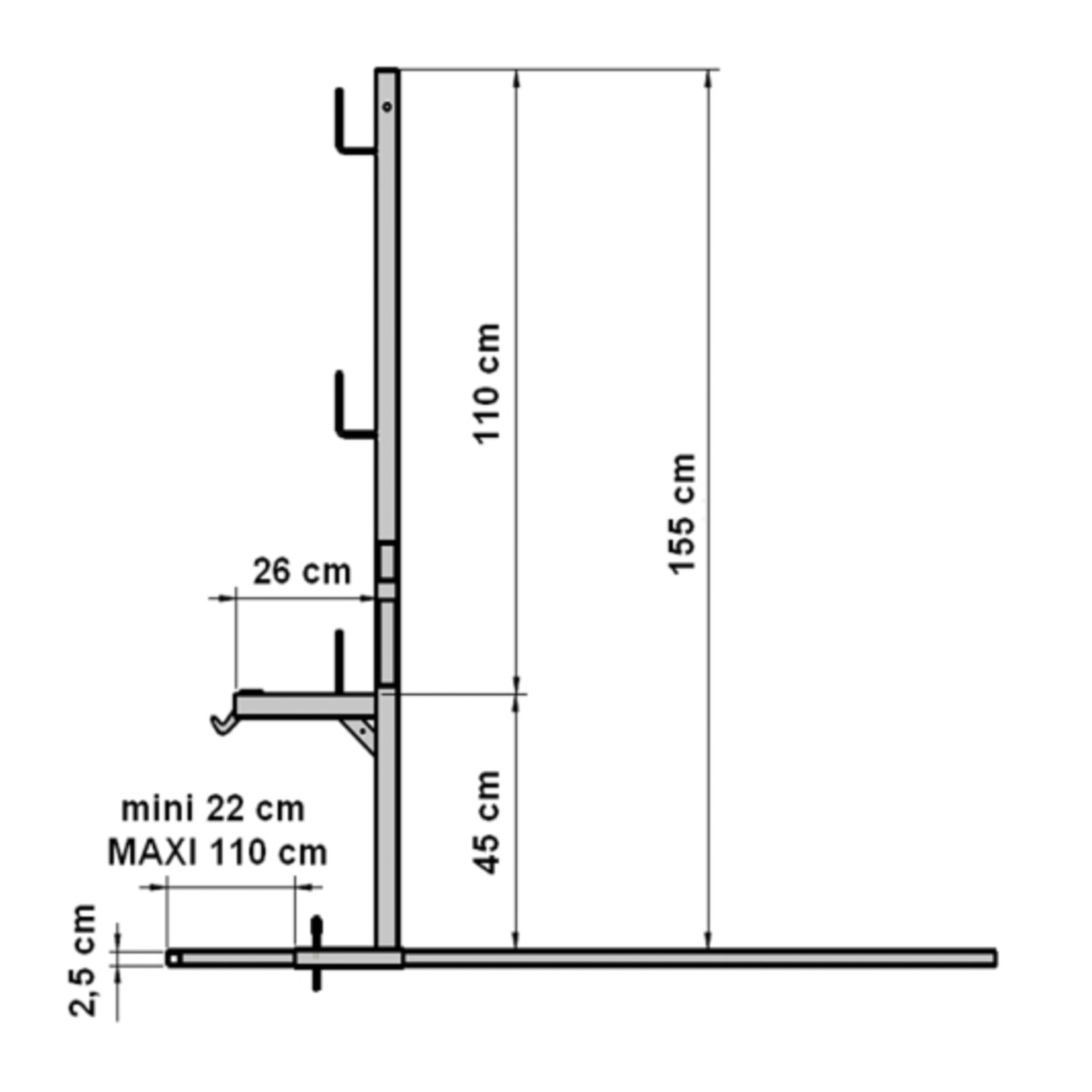 Garde-corps MINI fixation bas de toit DIMOS - 010010