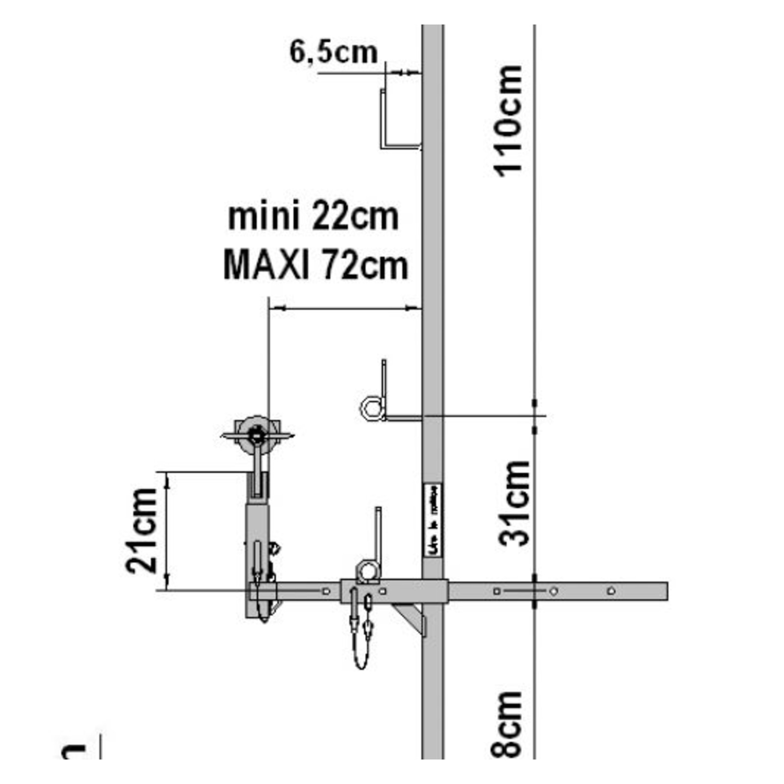 Garde-corps universel fixation serre-joint pour panne DIMOS - 010025