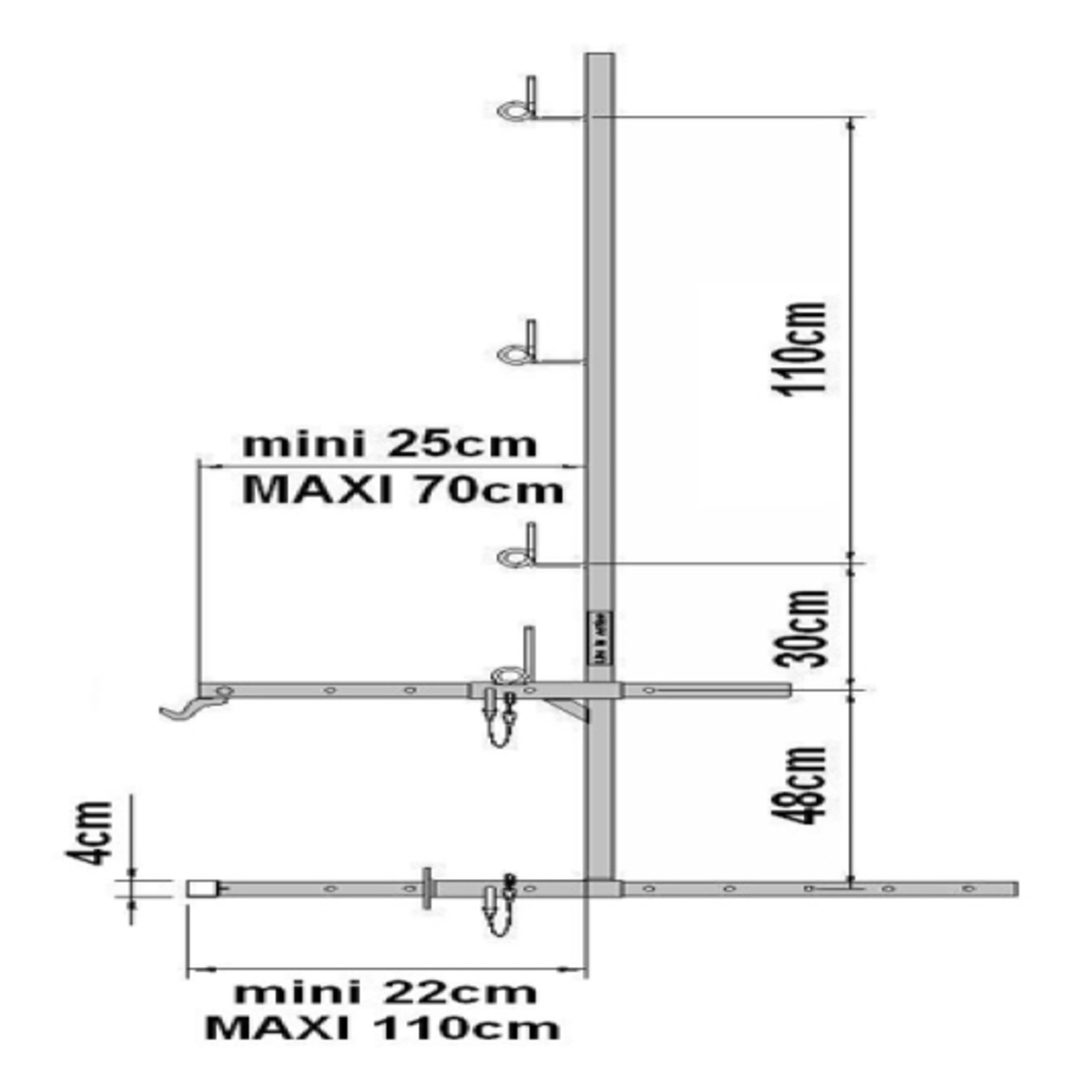 Garde-corps fixation bas de toit réglable h 1,5m DIMOS - 010033