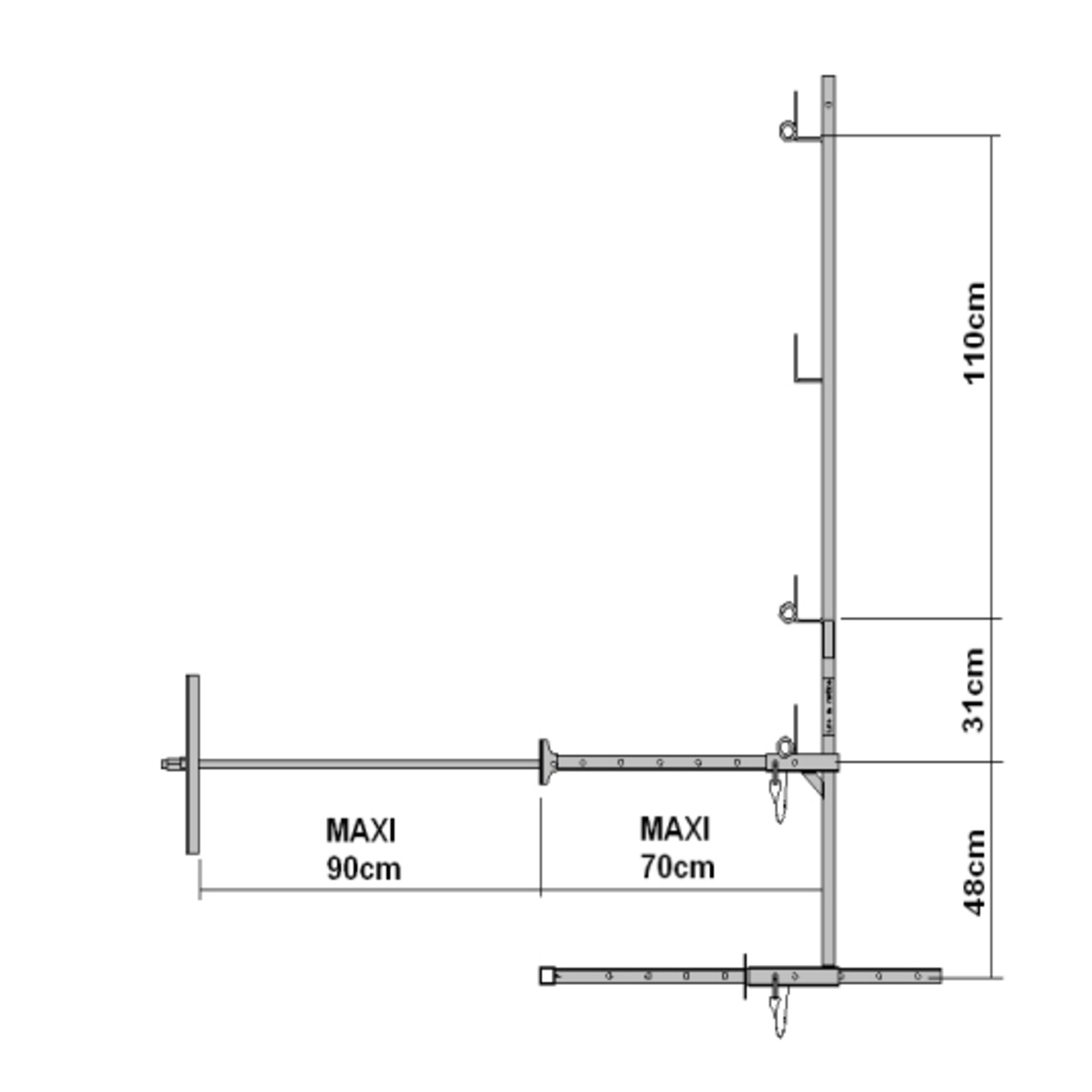 Garde-corps universel fixation réglable traversée mur 75cm 1,5m DIMOS - 010042