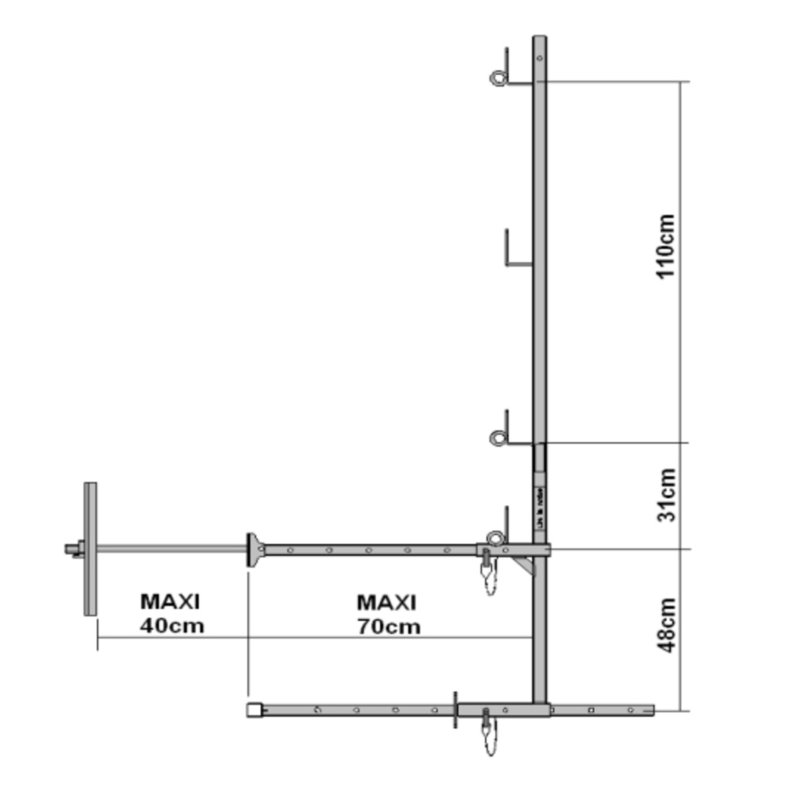 Garde-corps universel fixation réglable traversée mur 25cm DIMOS - 010043