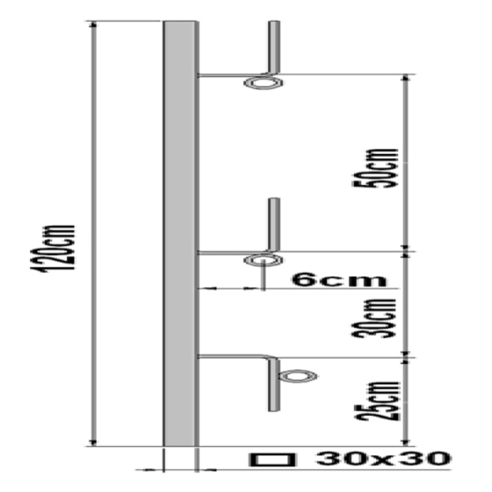 Potelet porte filet 1m lisses carré 30x30 DIMOS - 020139
