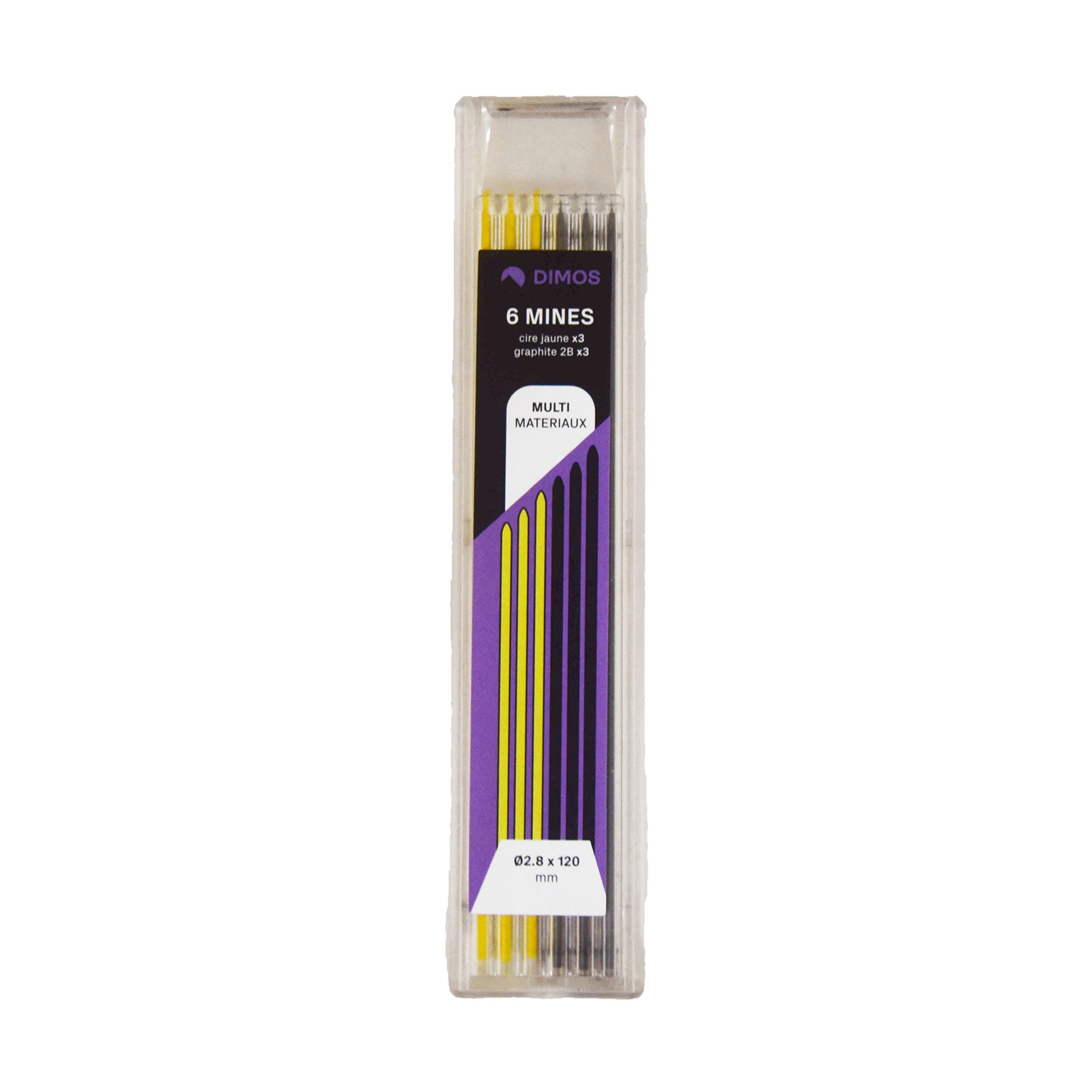 Recharge 6 mines graphite et jaune pour porte-mine DIMOS - 155667