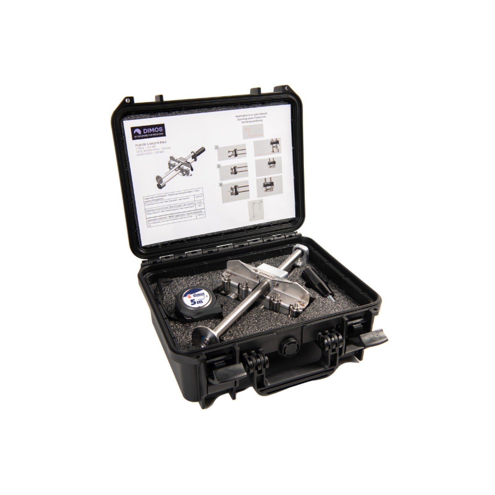 Plieuse à galets B19.2 2 bras 228 mm avec mètre ruban 5m DIMOS - 216010