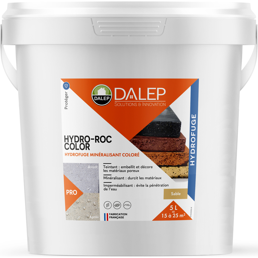 Hydrofuge Minéralisant Coloré HYDRO-ROC COLOR SABLE - Seau 5 L DALEP - 1.02.0023.03