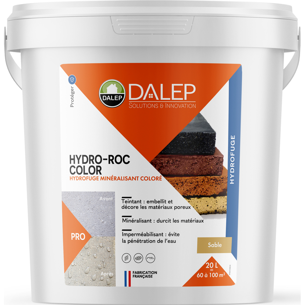 Hydrofuge Minéralisant Coloré HYDRO-ROC COLOR SABLE - Seau 20 L DALEP - 1.02.0023.06