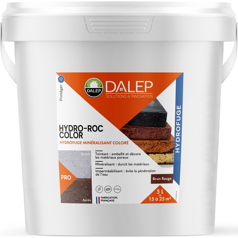 Hydrofuge Minéralisant Coloré HYDRO-ROC COLOR BRUN ROUGE - Seau 5 L DALEP - 1.02.0024.03