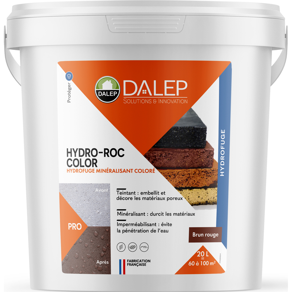 Hydrofuge Minéralisant Coloré HYDRO-ROC COLOR BRUN ROUGE - Seau 20 L DALEP - 1.02.0024.06