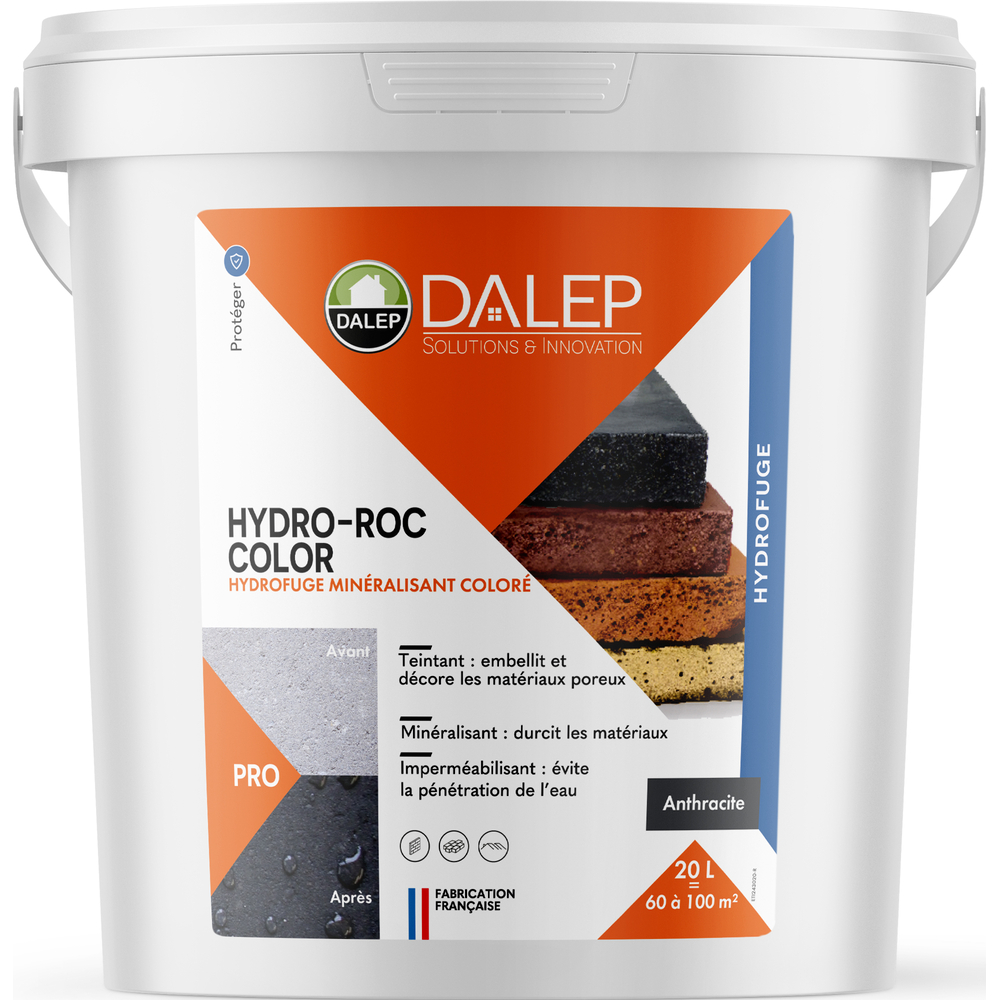 Hydrofuge Minéralisant Coloré HYDRO-ROC COLOR ANTHRACITE - Seau 20 L DALEP - 1.02.0025.06