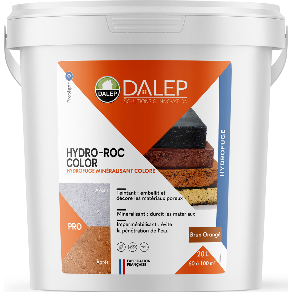 Hydrofuge Minéralisant Coloré HYDRO-ROC COLOR BRUN ORANGÉ - Seau 20 L DALEP - 1.02.0026.06