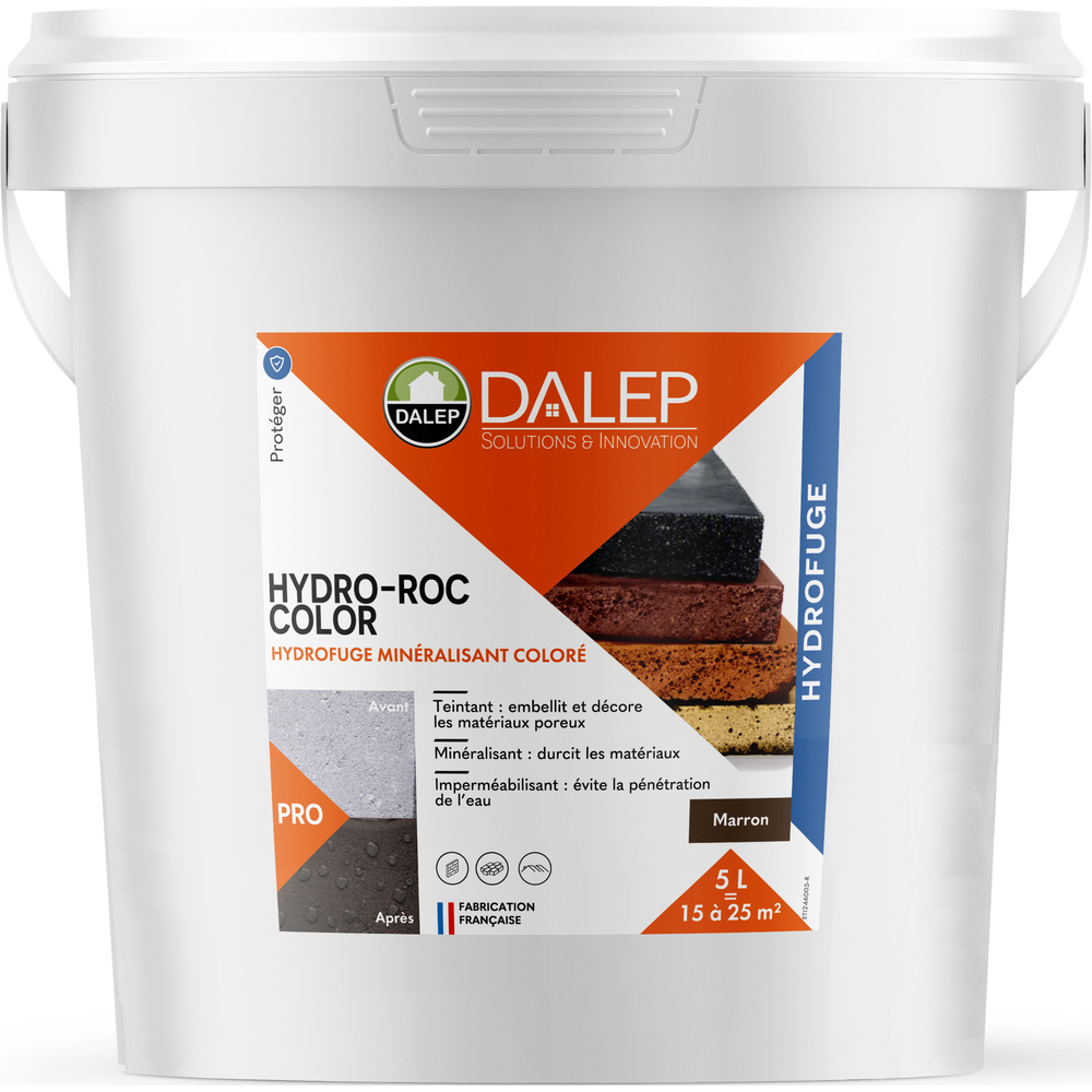 Hydrofuge Minéralisant Coloré HYDRO-ROC COLOR MARRON - Seau 5 L DALEP -1.02.0027.03
