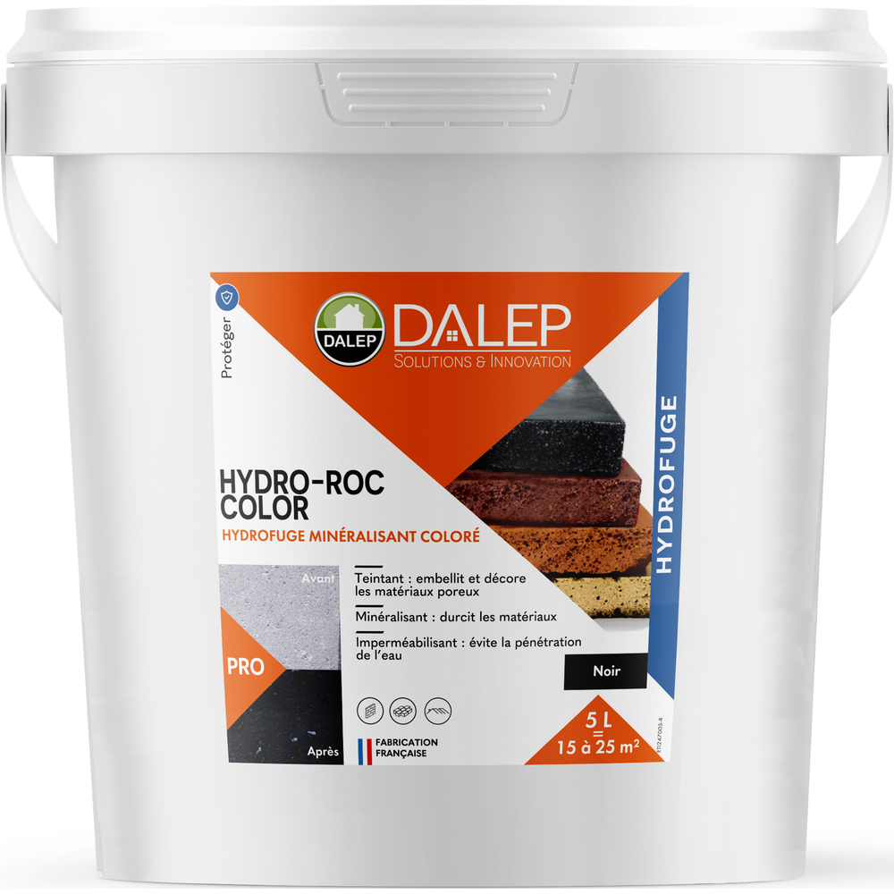 Hydrofuge Minéralisant Coloré HYDRO-ROC COLOR NOIR - Seau 5 L DALEP - 1.02.0028.03