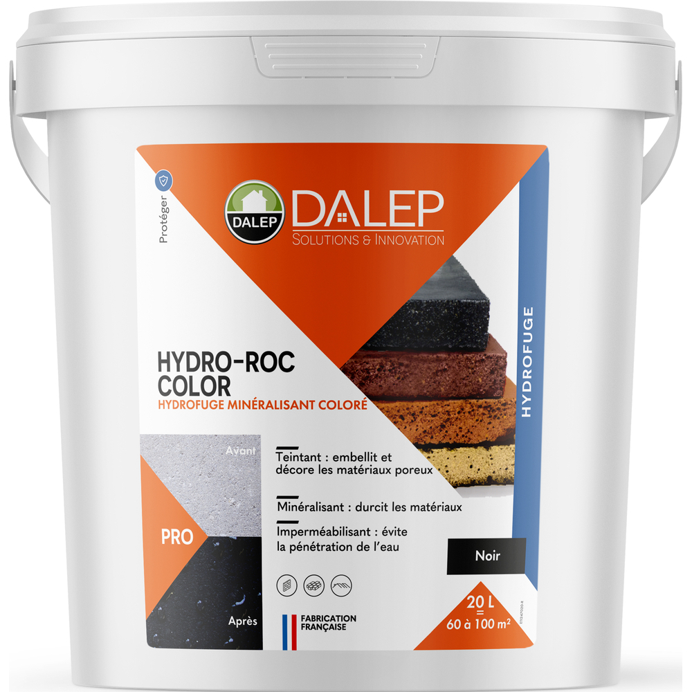 Hydrofuge Minéralisant Coloré HYDRO-ROC COLOR NOIR - Seau 20 L DALEP - 1.02.0028.06