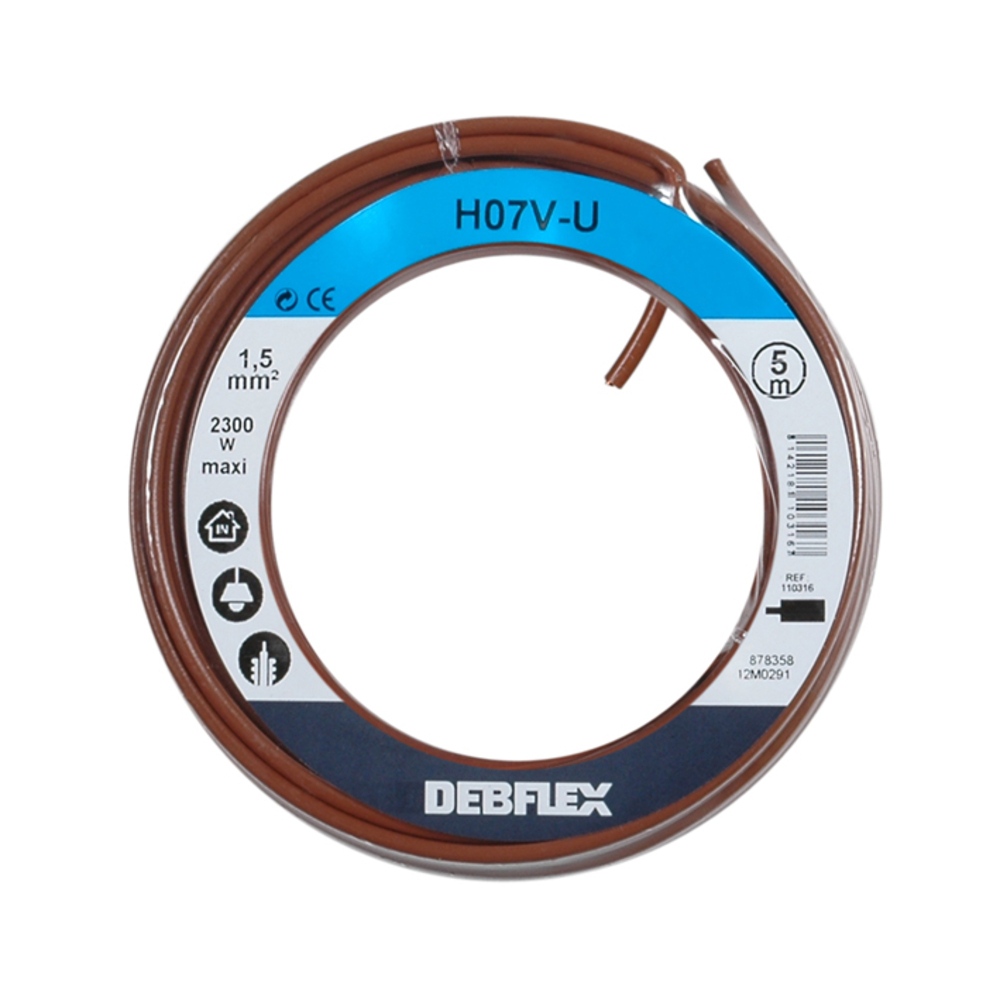BOBINOT HO7V-U 1.5 MM² 5M MARRON - DEBFLEX - 110316