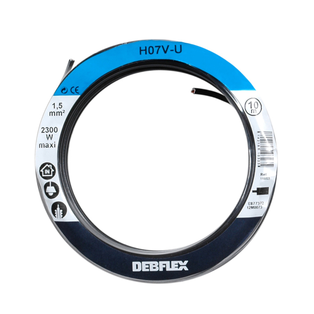 BOBINOT HO7V-U 1.5 MM² 10M NOIR - DEBFLEX - 110323