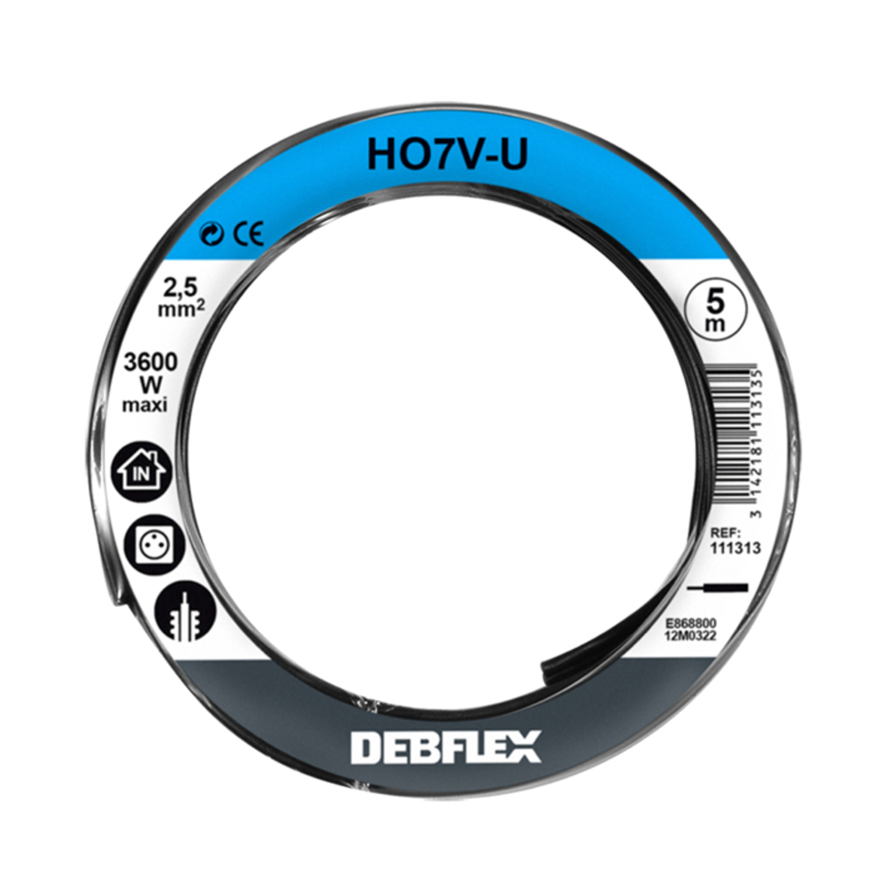 BOBINOT HO7V-U 2.5 MM² 5M NOIR - DEBFLEX - 111313