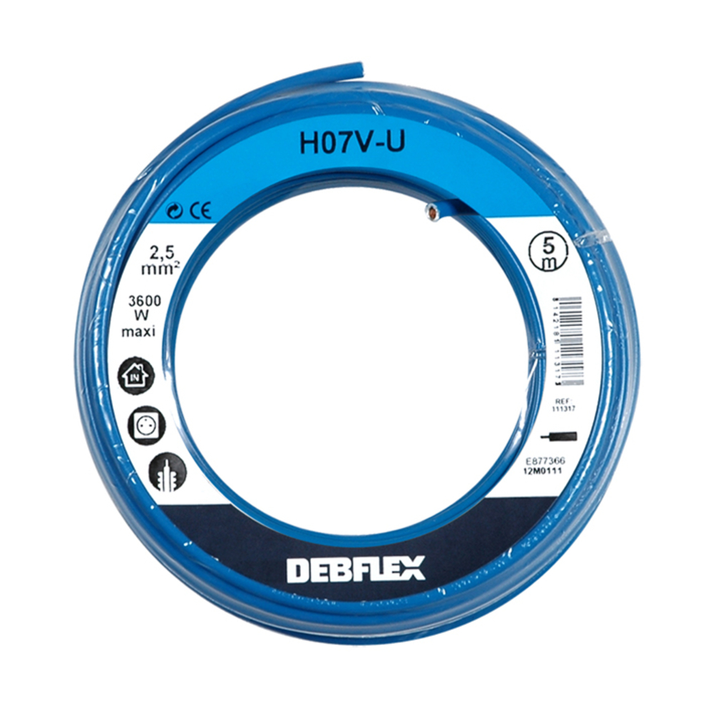 BOBINOT HO7V-U 2.5 MM² 5M BLEU - DEBFLEX - 111317