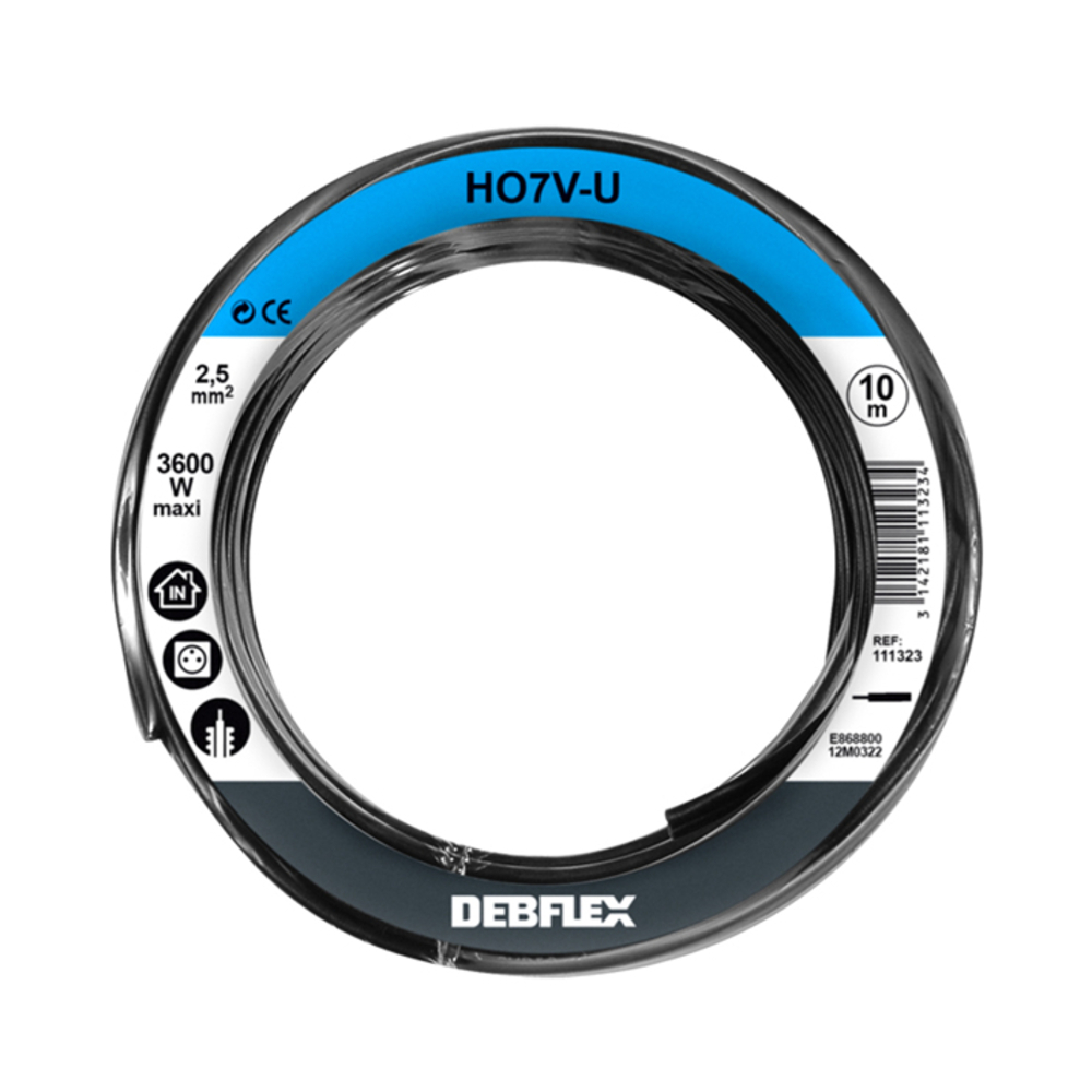 BOBINOT HO7V-U 2.5 MM² 10M NOIR - DEBFLEX - 111323
