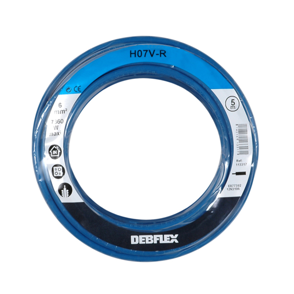 BOBINOT HO7V-R 6 MM² 5M BLEU - DEBFLEX - 113317
