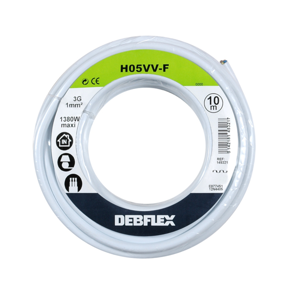 BOBINOT HO5VV-F 3G1 MM² 10M BLANC - DEBFLEX - 145321