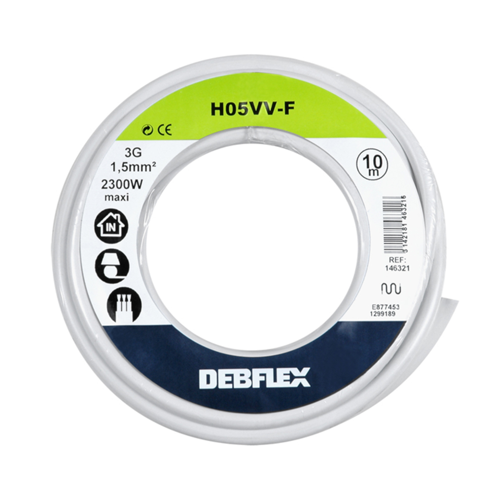 BOBINOT HO5VV-F 3G1,5 MM² 10M BLANC - DEBFLEX - 146321