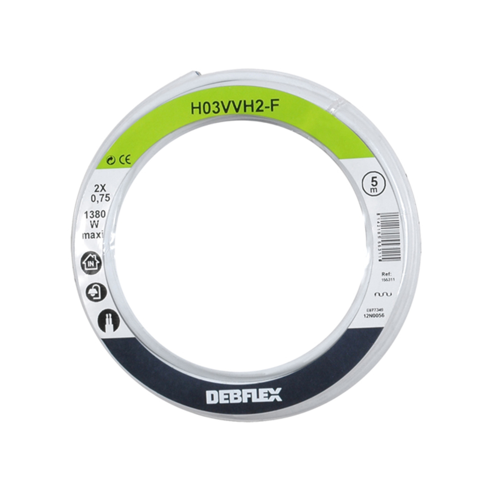 BOBINOT HO3VVH2-F 2X0.75 MM² 5M BLANC - DEBFLEX - 155311