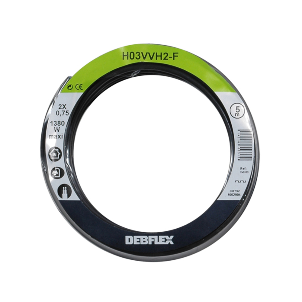 BOBINOT HO3VVH2-F 2X0.75 MM² 5M NOIR - DEBFLEX - 155313