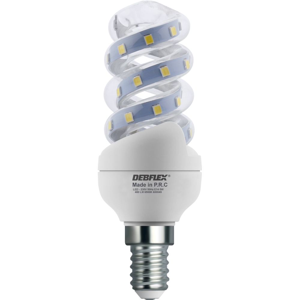 AMPOULE TUBE TORSADE SMD TRANSPARENT E14 5W 6500K 480LM - DEBFLEX - 600049