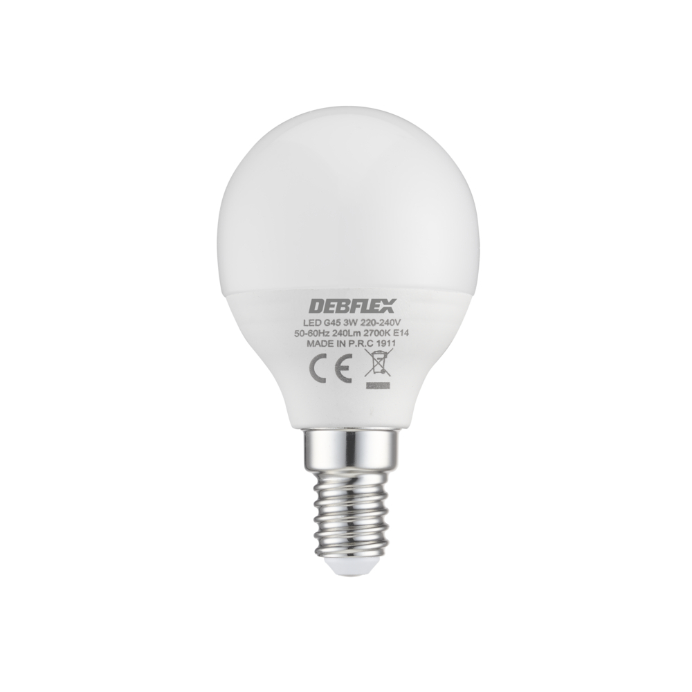 AMPOULE G45 SMD VERRE BLANC E14 3W 2700K 240LM - DEBFLEX - 600431