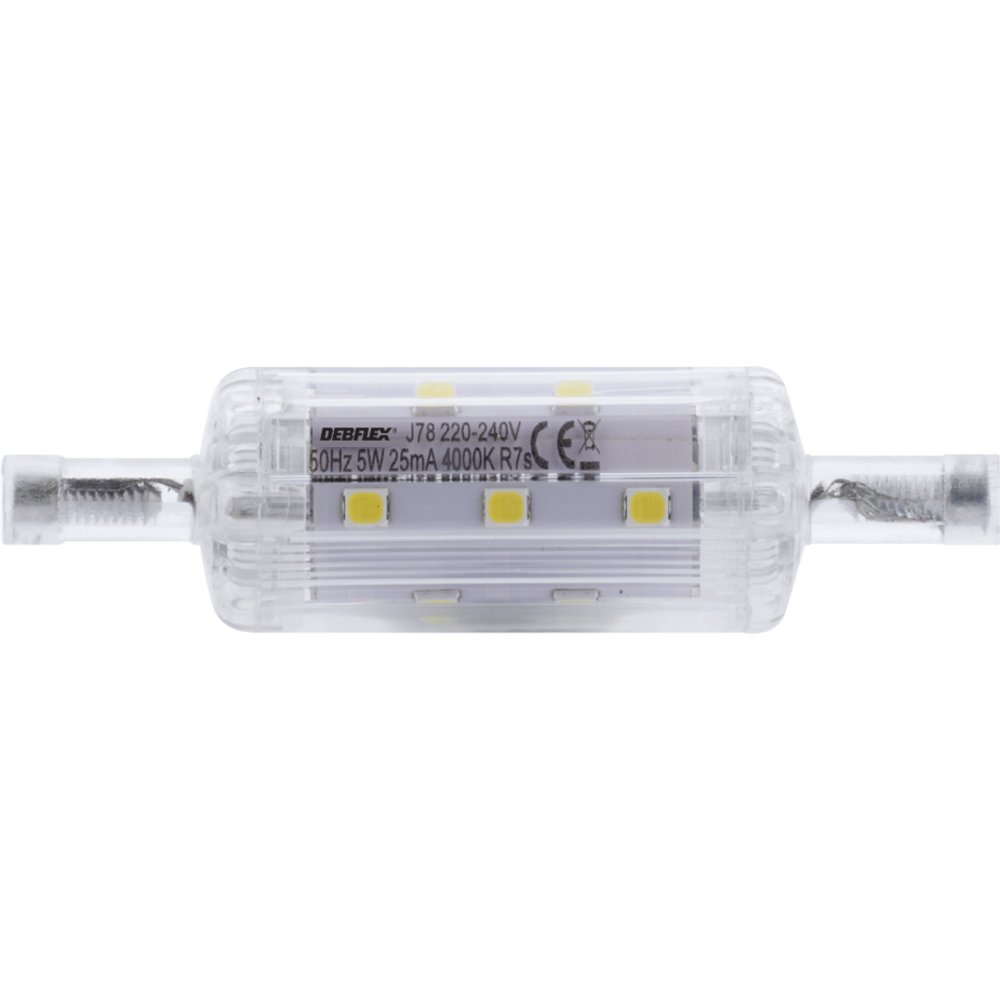 CRAYON LED 78MM SMD VERRE TRANSPARENT R7S 5W 3000K 400LM - DEBFLEX - 600443