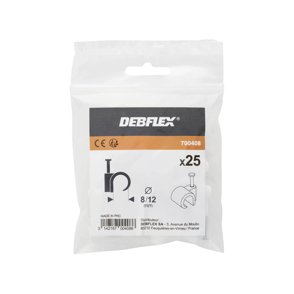ATTACHE FILS Ø 8 A 12 MM BLANC SACHET DE 25 - DEBFLEX - 700408