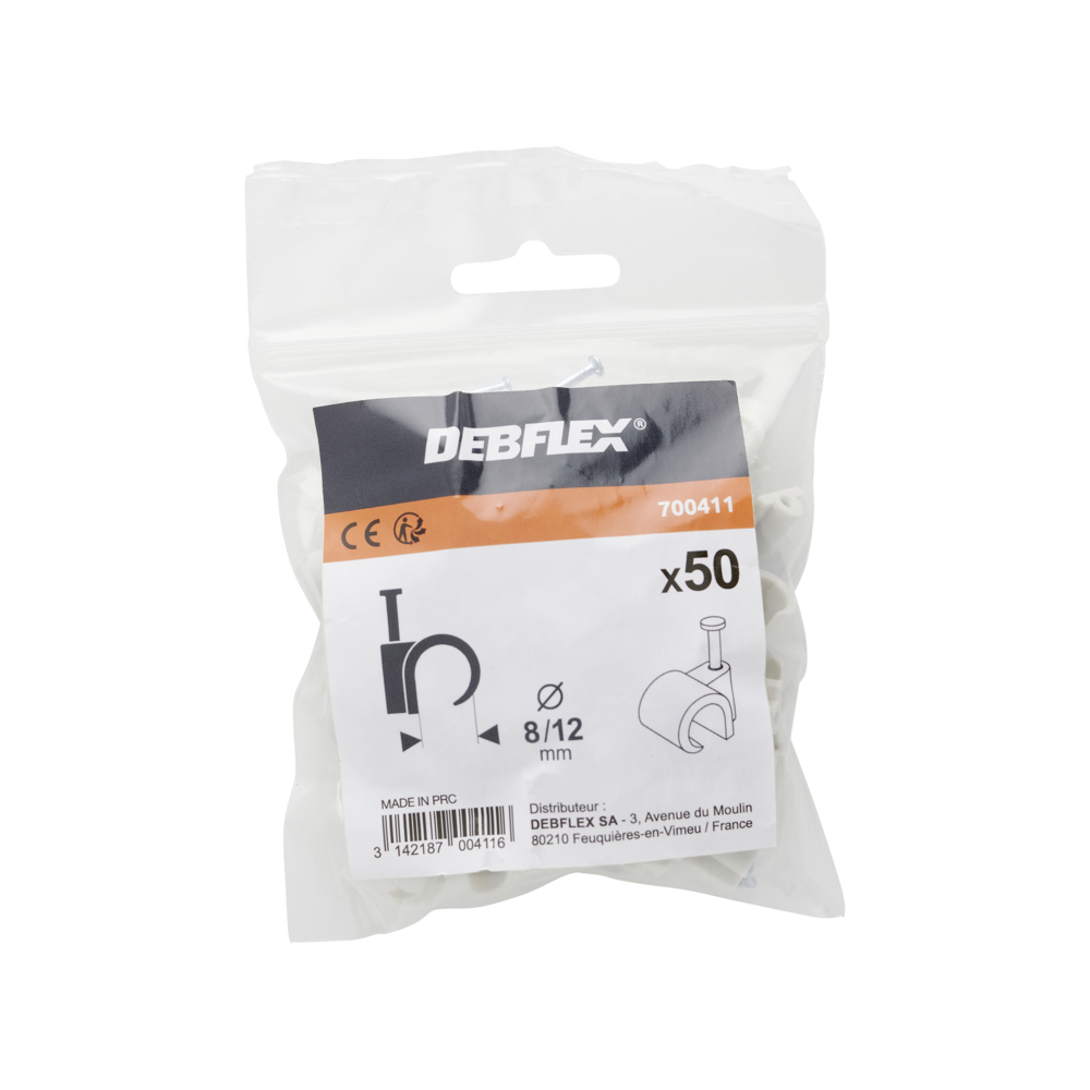 ATTACHE FILS Ø 8 A 12 MM GRIS SACHET DE 50 - DEBFLEX - 700411