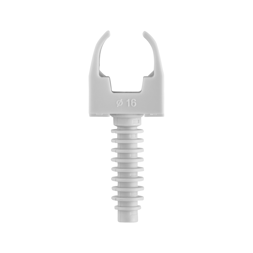 CLIPS TUBE + CHEVILLE Ø16 GRIS SACHET DE 10 - DEBFLEX - 709070