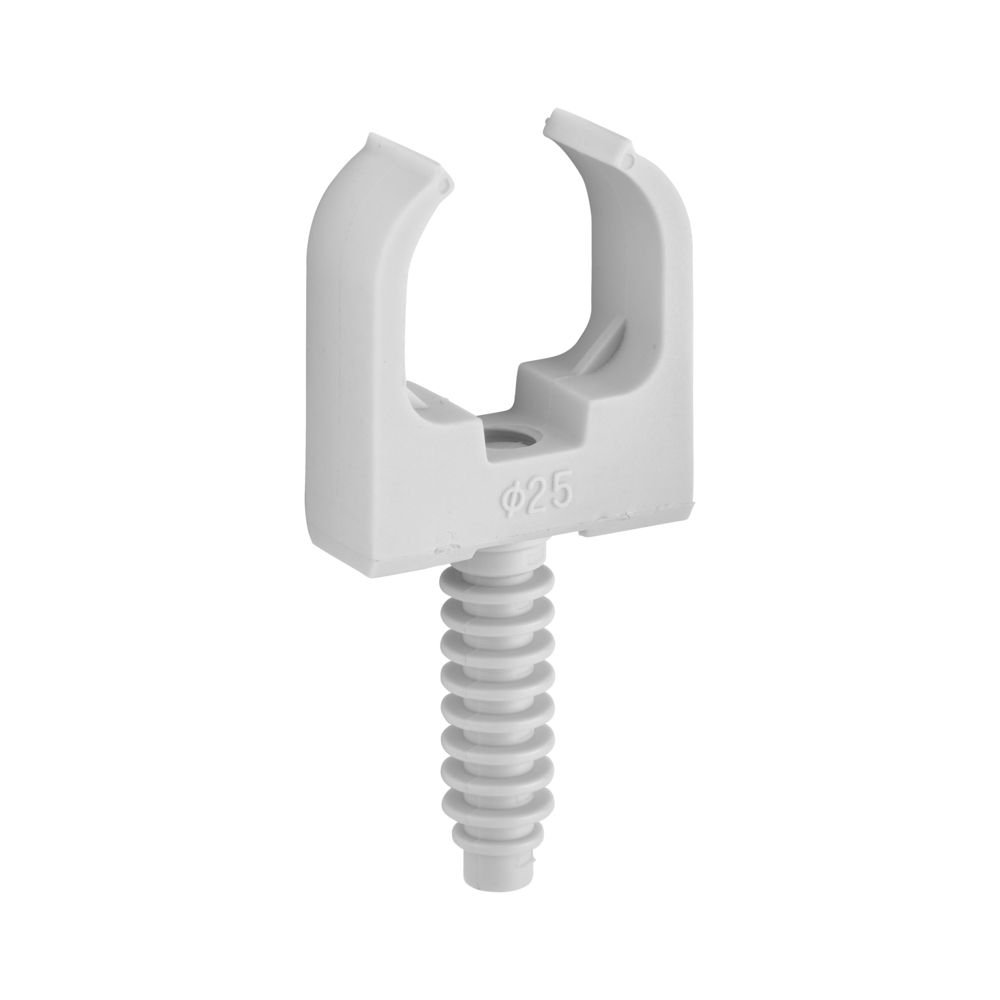 CLIPS TUBE + CHEVILLE Ø25 GRIS SACHET DE 10 - DEBFLEX - 709072