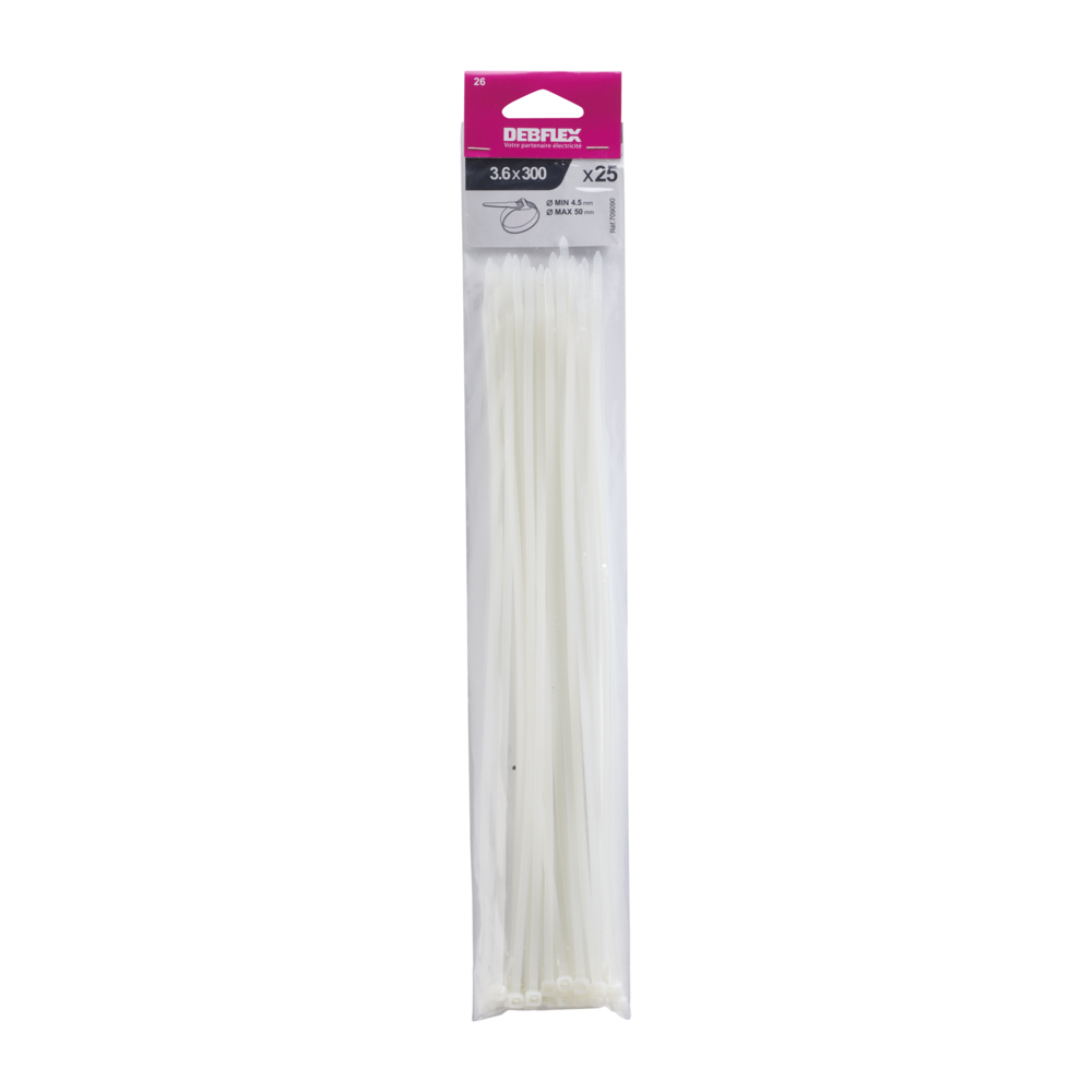 COLLIER AUTOBLOCANT 3.6X300 MM INCOLORE SACHET DE 25 - DEBFLEX - 709090