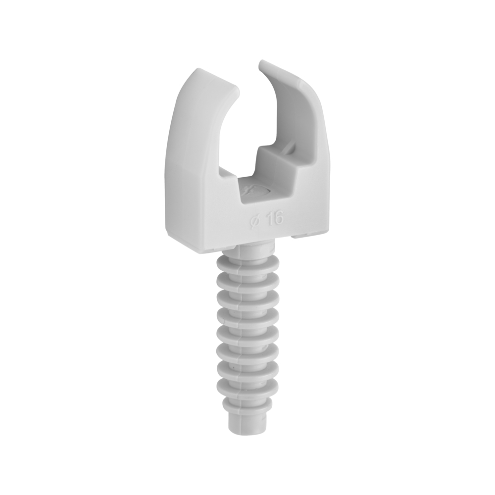 CLIPS TUBE + CHEVILLE Ø 16 MM GRIS SACHET DE 100 - DEBFLEX - 709110