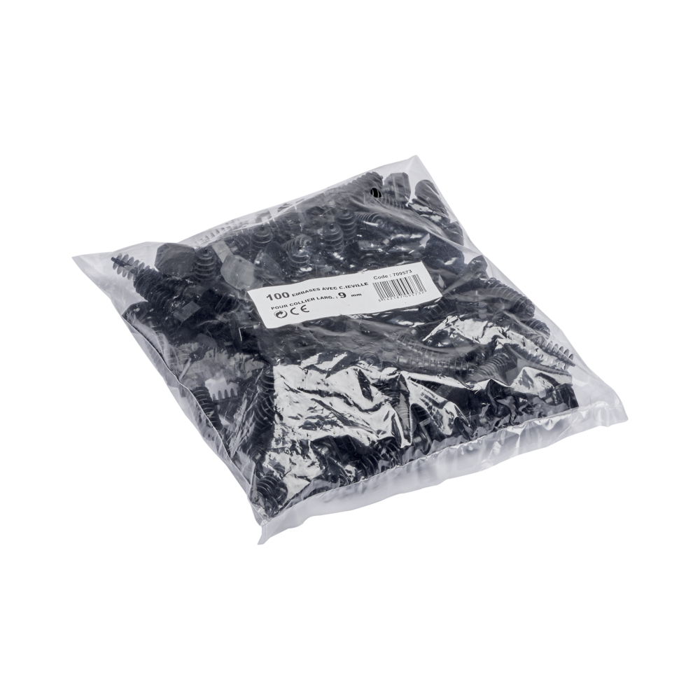 EMBASE A CHEVILLE POUR COLLIER 9 MM NOIR SACHET DE 100 - DEBFLEX - 709573
