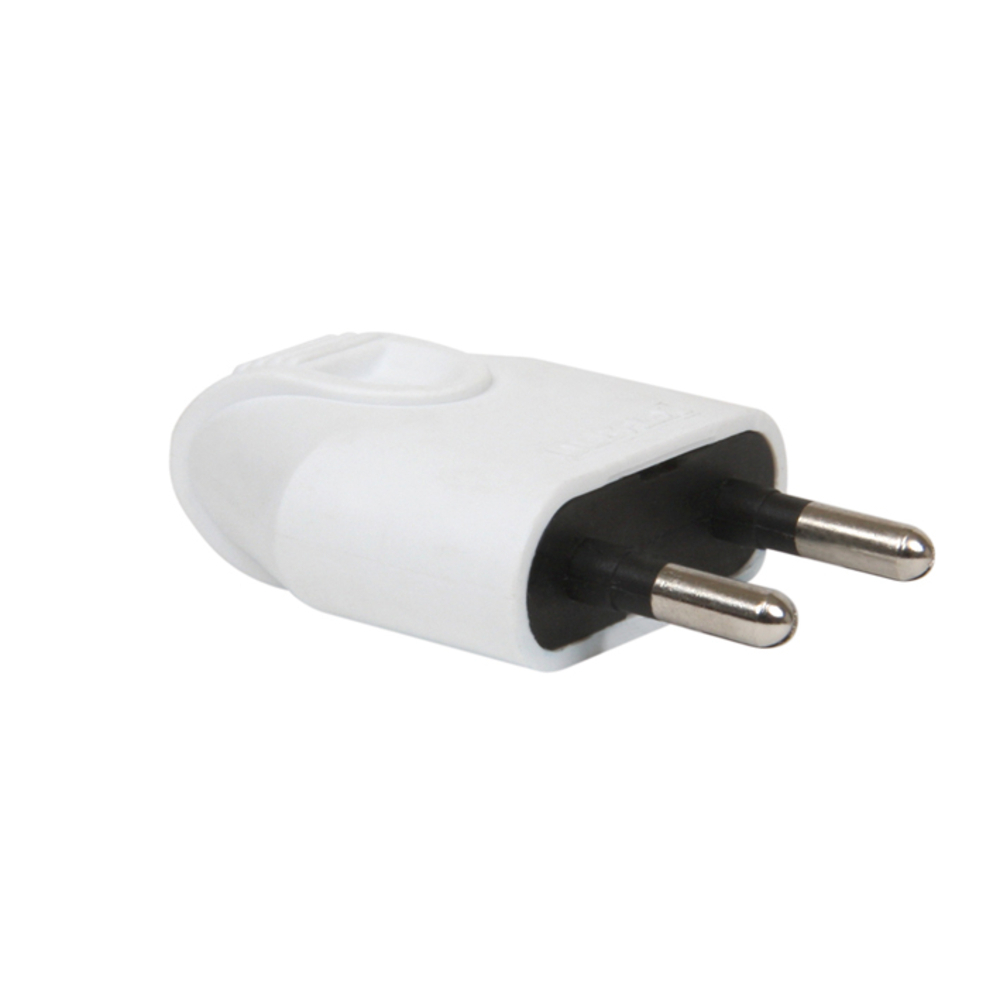 FICHE MALE 2P 6A DROITE A COIFFE BLANC - DEBFLEX - 713010