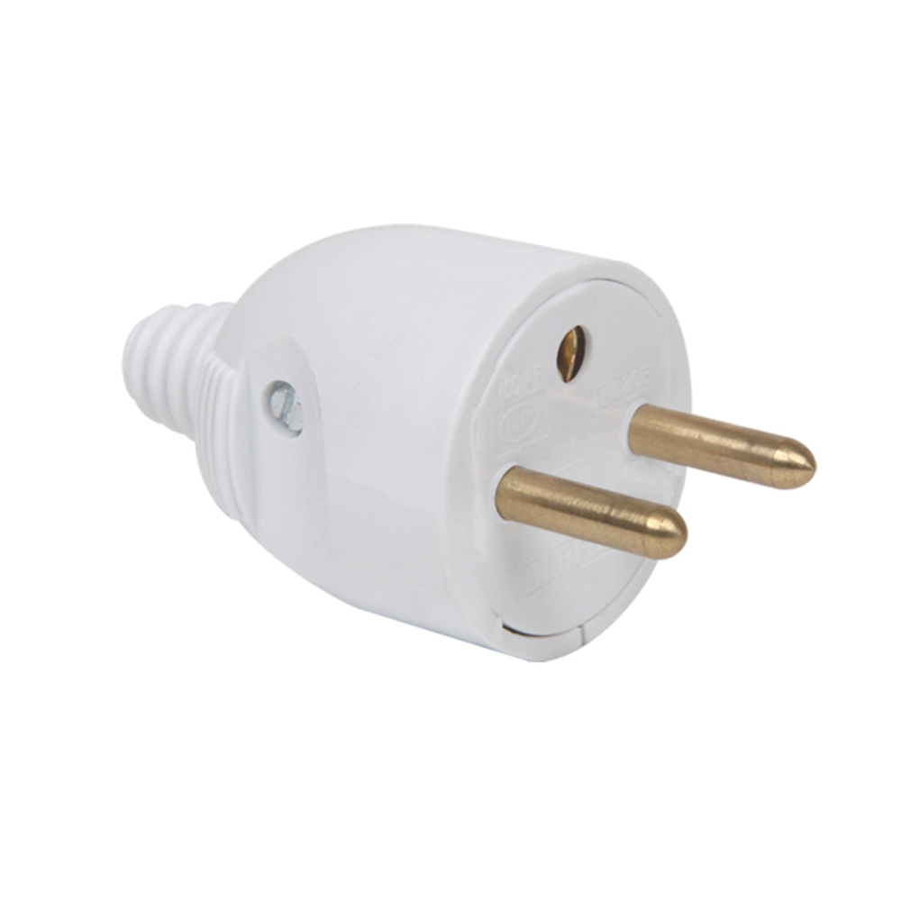 FICHE MALE 2P+T 16A DROITE PORTEFEUILLE BLANC - DEBFLEX - 713100