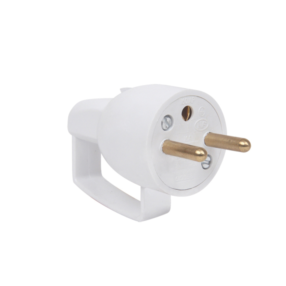 FICHE MALE AVEC ANNEAU 2P+T 16A DROITE A COIFFE BLANC - DEBFLEX - 713140