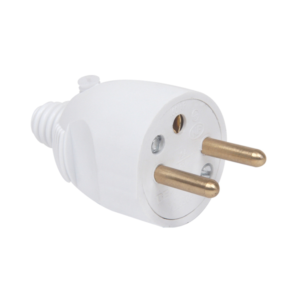FICHE MALE 2P+T 16A DROITE A COIFFE BLANC - DEBFLEX - 713220