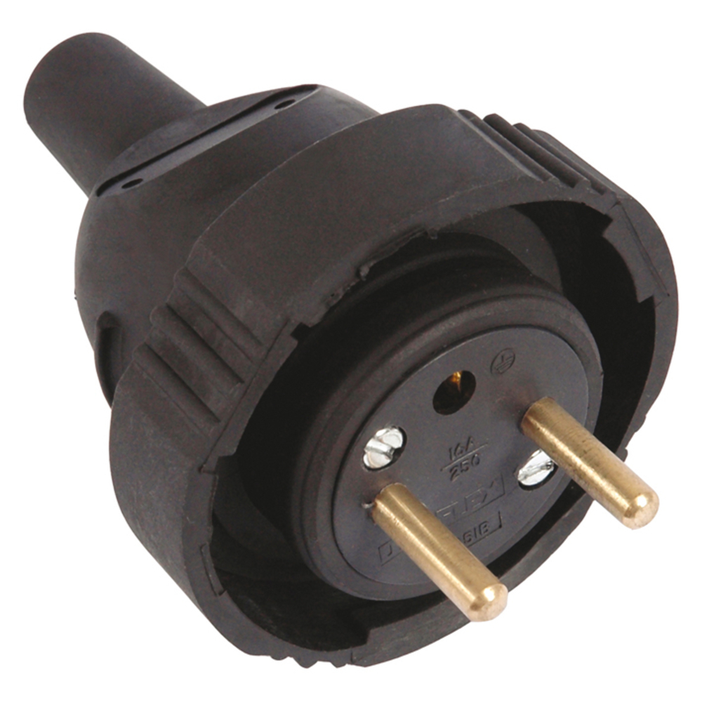 FICHE MALE ETANCHE A BAGUE 2P+T 16A DROITE NOIR - DEBFLEX - 713250