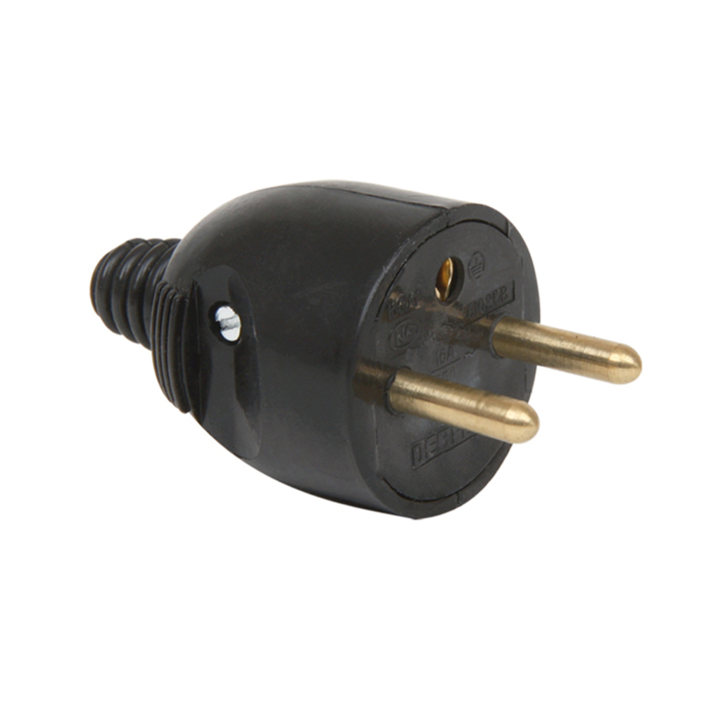 FICHE MALE 2P+T 16A DROITE PORTEFEUILLE NOIR - DEBFLEX - 713280